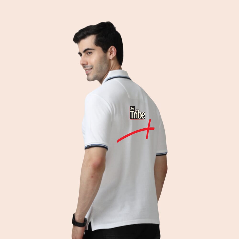 Marks & Spencer Polo T-shirt Tipping-White with Blue